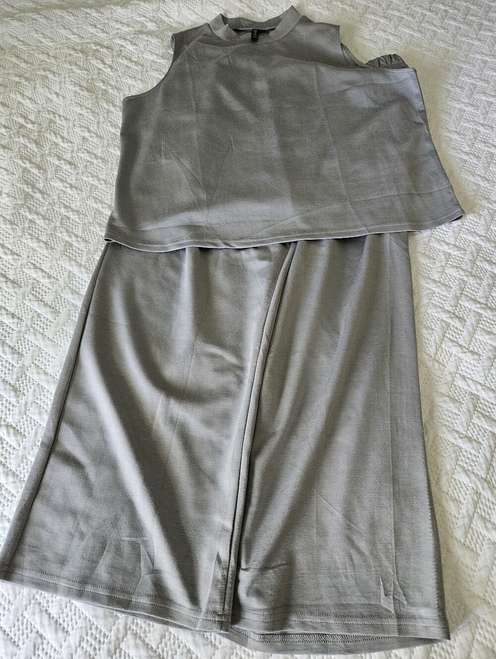 Light Gray Women's Lounge Set - Sleeveless Top and Pant Set XXL